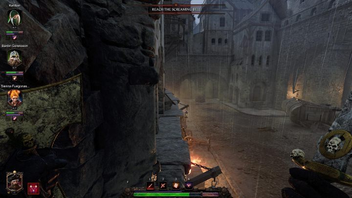 Go through the gate and then follow the wall by walking on the narrow path - Tomes in Act II | Warhammer Vermintide 2 - Tomes - Warhammer Vermintide 2 Game Guide