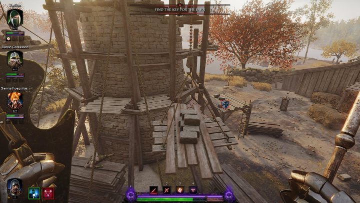 Jump from the roof to the visible platform and then to the wooden platforms around the tower - Grimoires in Act III | Warhammer Vermintide 2 - Grimoires - Warhammer Vermintide 2 Game Guide