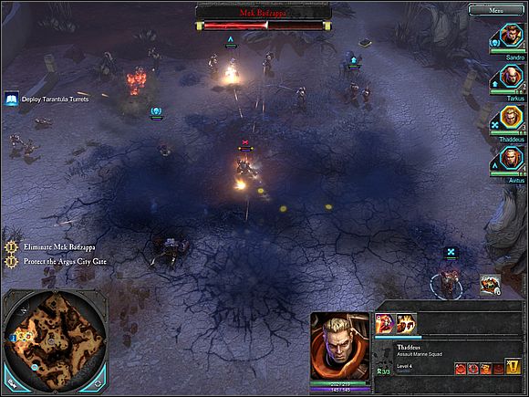 Broken earth marks the range of Badzappas earthquake - Main storyline - The Defense of Argus Gate - Main storyline - Warhammer 40,000: Dawn of War II - Game Guide and Walkthrough