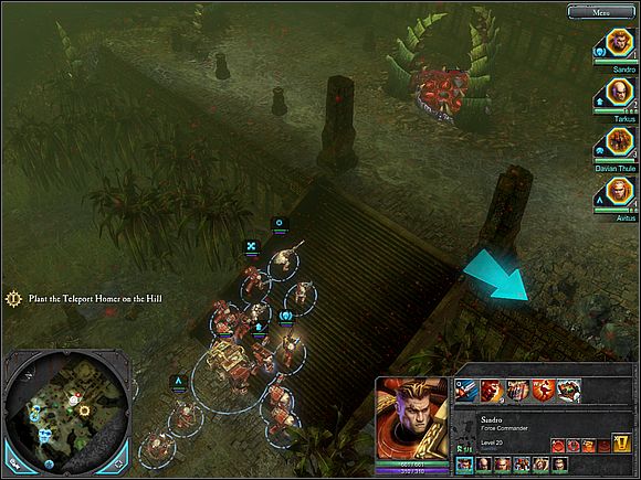 After securing the array (and thus, setting up the teleporter) Gabriel Angelos will appear - Main storyline - The Last Stand - Main storyline - Warhammer 40,000: Dawn of War II - Game Guide and Walkthrough