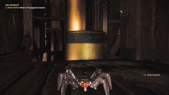 The last of the mechanisms you have not yet met is the golden pistons, which move vertically, up, and down - Watch Dogs Legion: Like Clockwork - walkthrough - Side missions - Watch Dogs Legion Guide