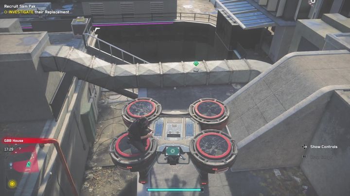 It is located on the scaffolding, right next to the fence (a construction worker is nearby) - Watch Dogs Legion: Tech Points - Camden map - Camden - Watch Dogs Legion Guide