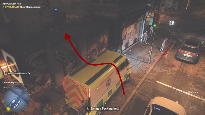 Space for graffiti is located on the floor of the building adjacent to Euston station (a fast travel point) - Watch Dogs Legion: Paste Up - Camden map, locations - Camden - Watch Dogs Legion Guide