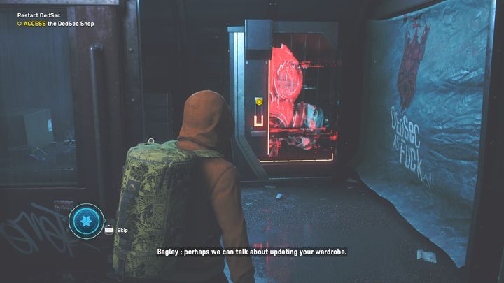 At the very end, come to the store, where you can start changing the clothes of your character or buy new clothes - Watch Dogs Legion: DedSec from the Ashes - walkthrough - DedSec Missions - Watch Dogs Legion Guide