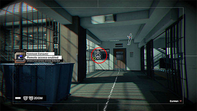 Ultimately, you need to switch to the camera of one of the guards, who is patrolling across the middle level of the prison block - Mission 9 (Dressed in Peels) | Main missions - Act I - Main missions - Act I - Watch Dogs Game Guide