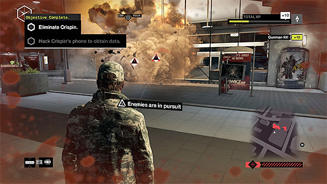 Detonate the charge after Crispins car gets near - Mission 11 (Stare Into the Abyss) | Main missions - Act II - Main missions - Act II - Watch Dogs Game Guide