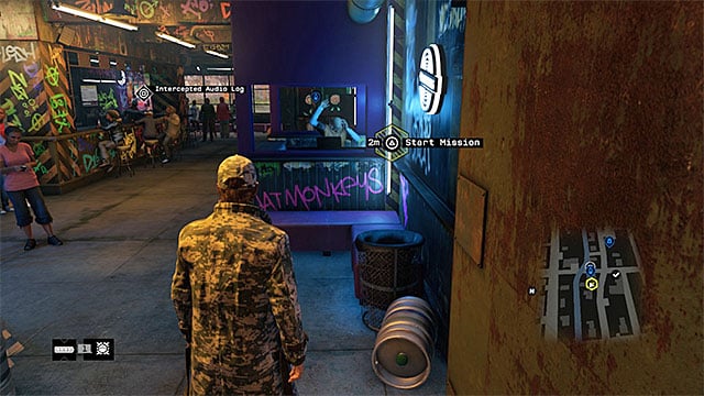 The starting point for the mission - Mission 14 (Planting a Bug) | Main missions - Act II - Main missions - Act II - Watch Dogs Game Guide