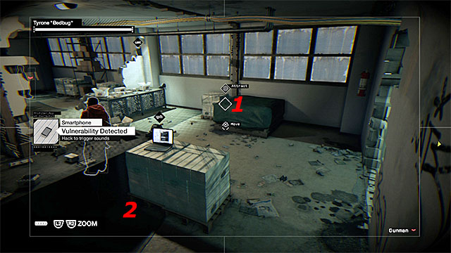 Pan the camera to the right, as much as you can, and switch to the neighboring one - Mission 14 (Planting a Bug) | Main missions - Act II - Main missions - Act II - Watch Dogs Game Guide