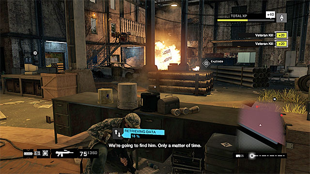 It is worthwhile to hack into the explosive objects in the area - Mission 15 (Way Off the Grid) | Main missions - Act II - Main missions - Act II - Watch Dogs Game Guide