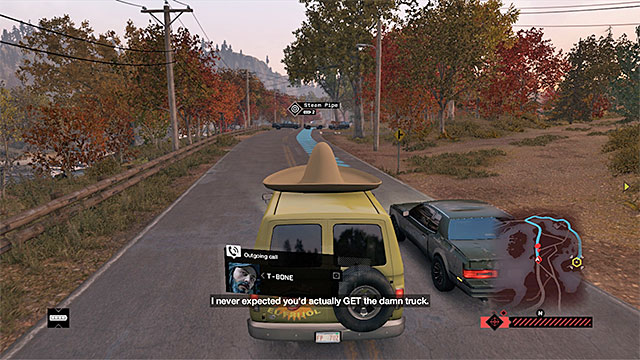 Avoid cutting through road blocks, to prevent damaging the van - Mission 1 (Hope Is a Sad Thing) | Main missions - Act III - Main missions - Act III - Watch Dogs Game Guide