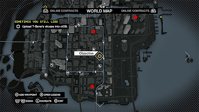 The second location to upload the virus is in the central part of The Loop - Mission 1 (Sometimes You Still Lose) | Main missions - Act V - Main missions - Act V - Watch Dogs Game Guide