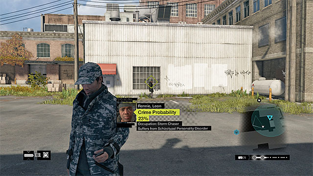 After you identify to perpetrator/victim, you need to keep a safe distance to prevent being spotted too early - Description of a regular crime | Crimes Detected - Crimes Detected - Watch Dogs Game Guide