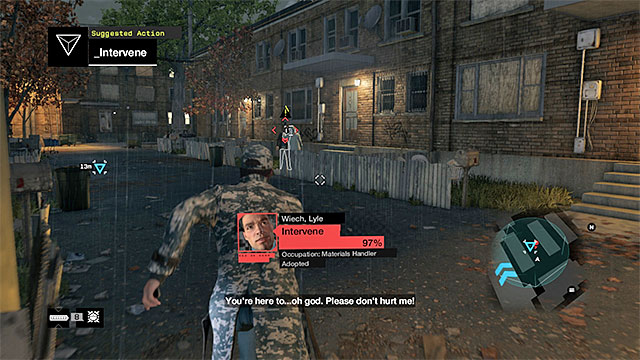 Wait for the Profiler to mark the person(s) that you are observing in red - Description of a regular crime | Crimes Detected - Crimes Detected - Watch Dogs Game Guide