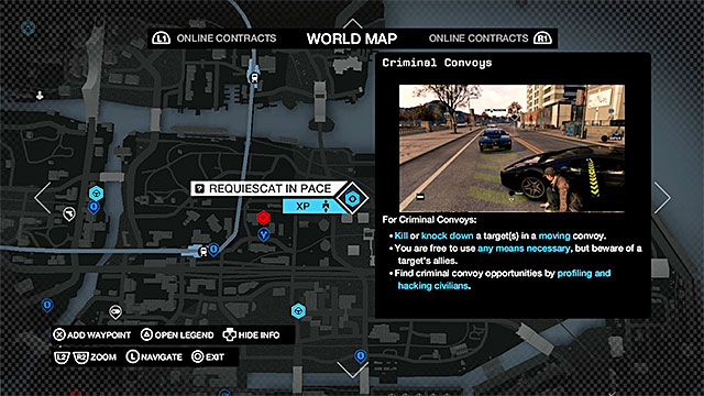 An example marker of a criminal convoy - Ways to unlock and general premises | Criminal Convoys - Criminal Convoys - Watch Dogs Game Guide