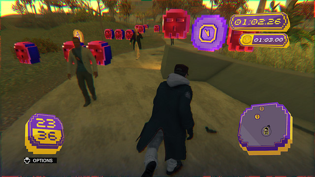 An example trail and the time reduction marker that you cannot see on the radar - NVZN challenges and Cash Run | City Activities (minigames and challenges) - City Activities (minigames and challenges) - Watch Dogs Game Guide