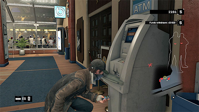 ATMs allow you to withdraw cash that you stole, while hacking - Mission 1 (Bottom of the Eighth) | Main missions - Act I - Main missions - Act I - Watch Dogs Game Guide