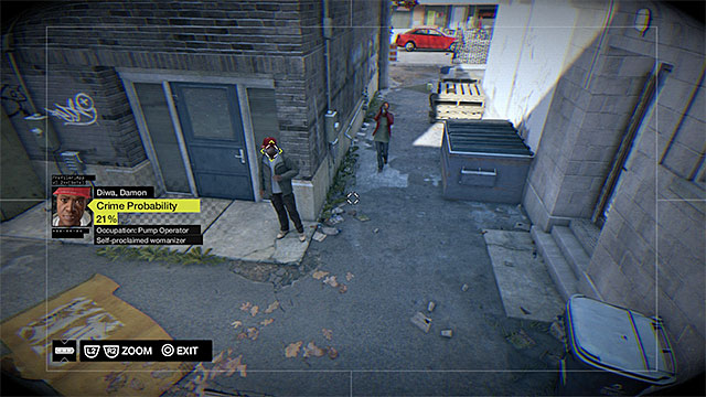 Stand where you can see the alley, but do not approach her, to prevent being spotted - Unlocking mission 2 | Main missions - Act I - Main missions - Act I - Watch Dogs Game Guide