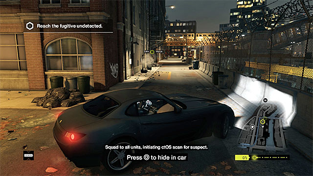 The side alley to the gate - Mission 4 (Backseat Driver) | Main missions - Act I - Main missions - Act I - Watch Dogs Game Guide