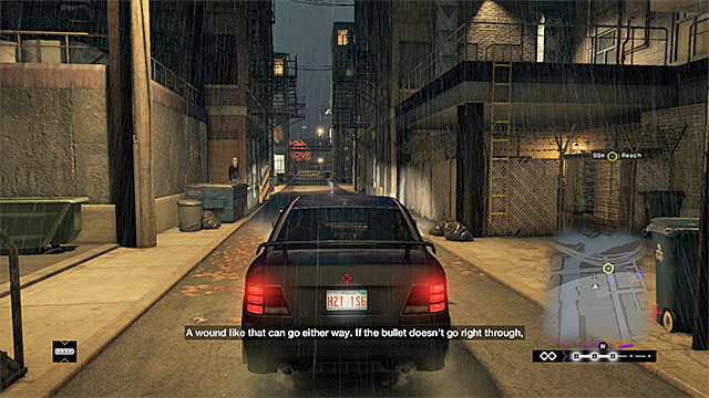 IT is a good idea to hide in the side alleys - Mission 4 (Backseat Driver) | Main missions - Act I - Main missions - Act I - Watch Dogs Game Guide