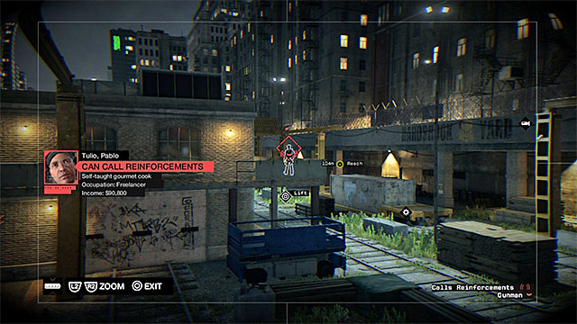 Several of the enemies are patrolling the balconies of the low buildings - Mission 7 (Not the Pizza Guy) | Main missions - Act I - Main missions - Act I - Watch Dogs Game Guide
