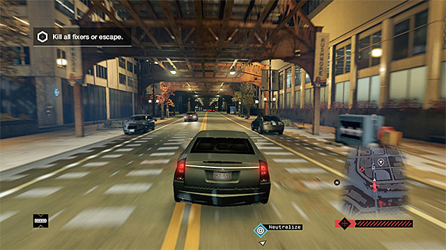 Thanks to driving under the railway, you will avoid fire from the helicopter - Mission 7 (Not the Pizza Guy) | Main missions - Act I - Main missions - Act I - Watch Dogs Game Guide