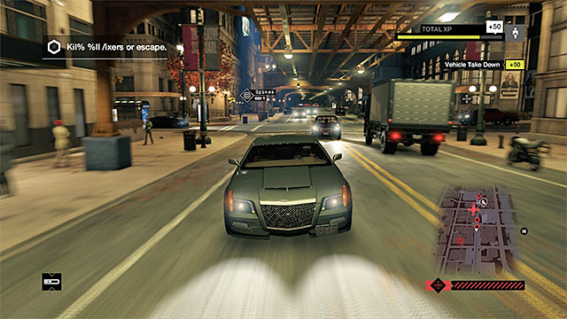 You can try destroying the cars that take part in the chase. - Mission 7 (Not the Pizza Guy) | Main missions - Act I - Main missions - Act I - Watch Dogs Game Guide