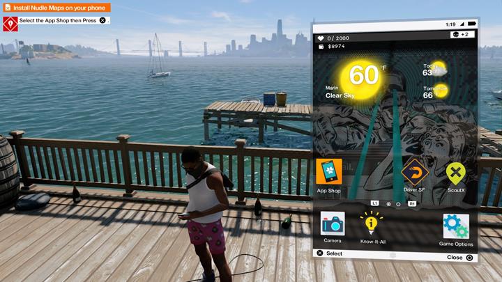In your phone you will find many useful Apps, which will serve as a map, or give you access to character progression - Prologue, Walk in the Park | Main Operations - Main Operations - Watch Dogs 2 Game Guide