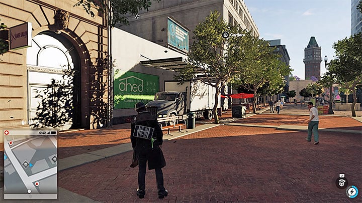 In order to get to the lift, you have to climb onto the lower roof first - Research points - locations 62-112 - Collectibles - Watch Dogs 2 Game Guide