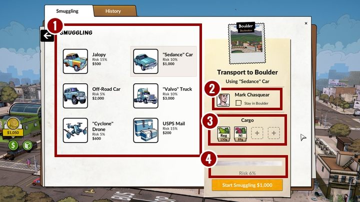 The Smuggling icon will become available when you start operating in several cities - How smuggling works in Weedcraft Inc? - FAQ - Weedcraft Inc Guide