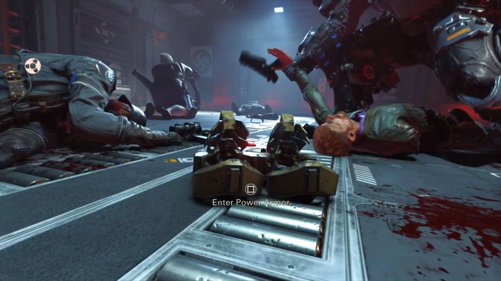 After putting on the armor, you will finally be able to walk again. - Under Siege Walkthrough - Mission 1 - Reunion - Chapter 1 - Reunion - Wolfenstein II: The New Colossus Game Guide