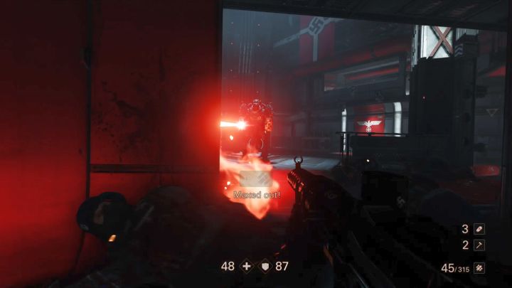 The enemy with two laser cannons is the first genuine challenge. - Under Siege Walkthrough - Mission 1 - Reunion - Chapter 1 - Reunion - Wolfenstein II: The New Colossus Game Guide