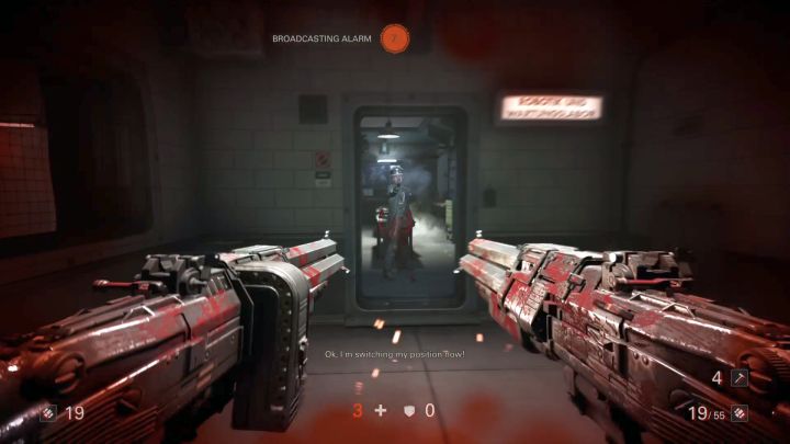 You can finally kill the enemy Commander. - Elevator and Hangar | Chapter 4 - Roswell | Walkthrough - Chapter 4 - Roswell - Wolfenstein II: The New Colossus Game Guide