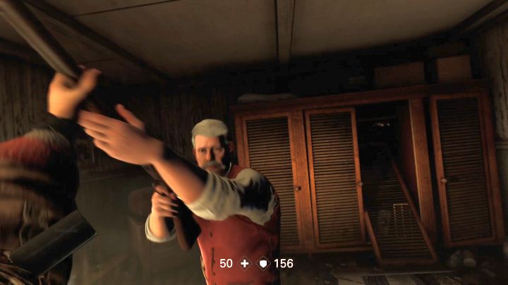 Use a melee attack to eliminate the disgraceful father. - The Ranch | Chapter 5 - Monster | Walkthrough - Chapter 5 - Monster - Wolfenstein II: The New Colossus Game Guide