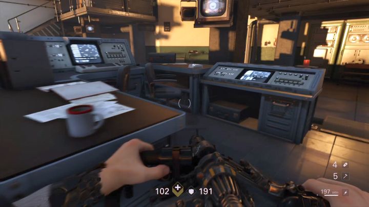 The last readable and collectible in this location. - Elevator and Hangar - Secrets and collectibles - Chapter 4 - Roswell - Wolfenstein II: The New Colossus Game Guide