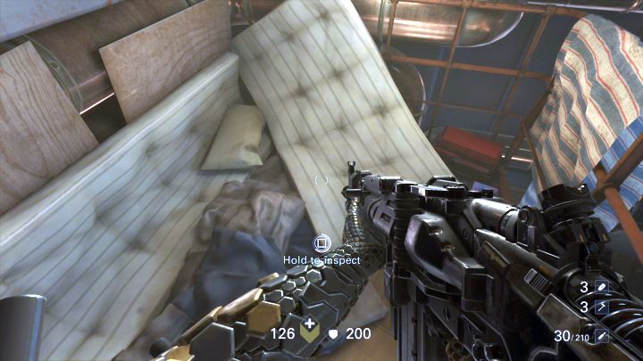 Readable next to the mattresses. - Secrets in The Signal - Mission 1 - Reunion - Chapter 1 - Reunion - Wolfenstein II: The New Colossus Game Guide