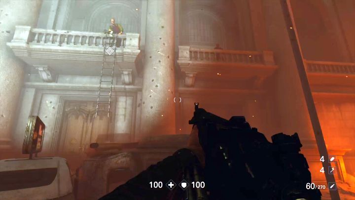 Climb up the ladder once youve taken out all of the enemies. - Rescue Horton | New Orleans | Walkthrough - Chapter 7 - New Orleans - Wolfenstein II: The New Colossus Game Guide