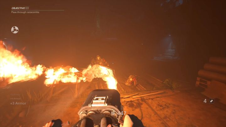 Pancerhunds weapon has no ammo limit - you can fire it to your hearts content. - Revolution | New Orleans | Walkthrough - Chapter 7 - New Orleans - Wolfenstein II: The New Colossus Game Guide