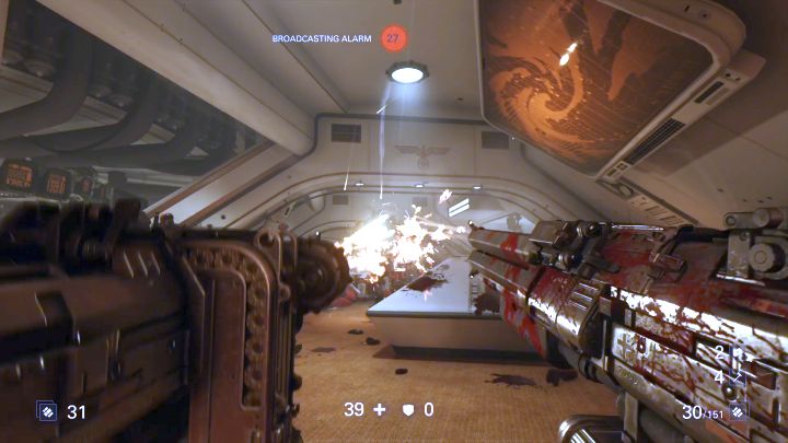 A huge enemy group awaits you in the last room. - Surface | Venus | Walkthrough - Chapter 8 - Venus - Wolfenstein II: The New Colossus Game Guide