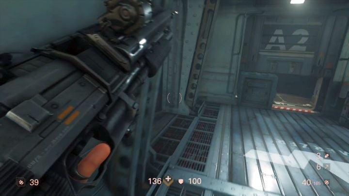 A passage located under the door. - Ausmerzer | Walkthrough - Chapter 10 - Ausmerzer - Wolfenstein II: The New Colossus Game Guide