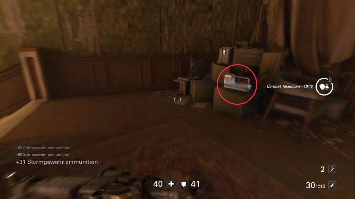 The only upgrade kit in this mission. - Midtown collectibles, gold and secrets | Wolfenstein II secrets - Chapter 2 - Manhattan - Wolfenstein II: The New Colossus Game Guide