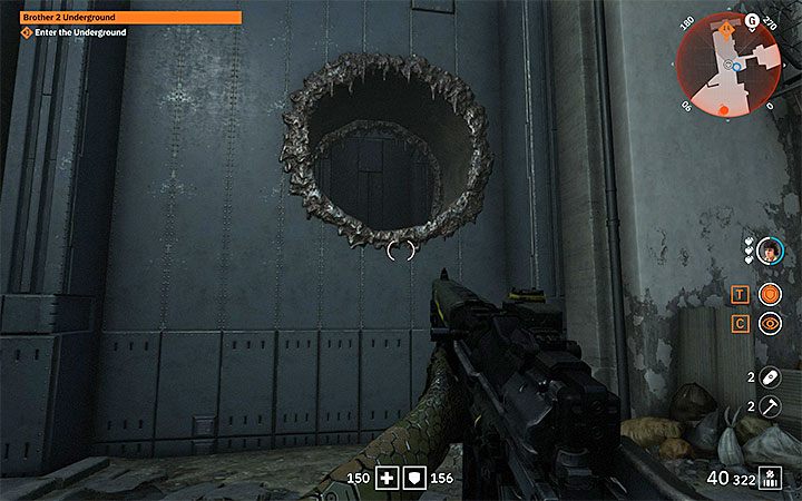 As a reminder, the descent to the underground is located next to the courtyard with a bus, on which the laser cannon was mounted - Brother 2 Underground | Wolfenstein Youngblood Walkthrough - Side missions - Wolfenstein Youngblood Guide