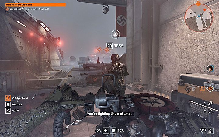 The boss can very quickly deplete your HP and armor points - Bruder 2 Ubergarde | Bosses in Wolfenstein Youngblood - Bosses and mini-bosses - Wolfenstein Youngblood Guide