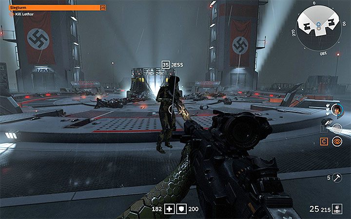 The second fight with General Lothar will begin after reaching the roof shown in the picture, i - General Lothar - final boss in Wolfenstein Youngblood - Bosses and mini-bosses - Wolfenstein Youngblood Guide