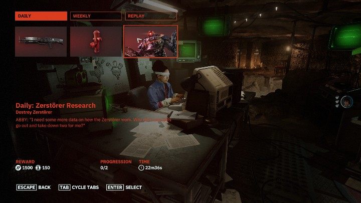 For daily and weekly tasks you will receive the appropriate amount of experience points and money - Daily and weekly quests in Wolfenstein Youngblood - Basics - Wolfenstein Youngblood Guide