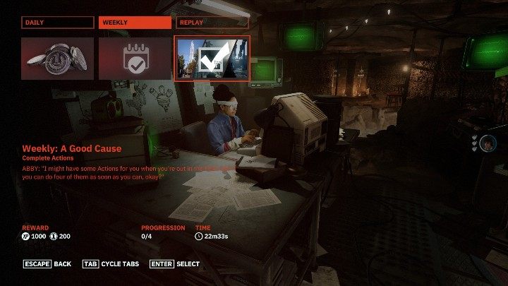 Most tasks, daily and weekly, are based on performing certain actions a specified number of times (for example, killing a dozen opponents by a selected weapon) - Daily and weekly quests in Wolfenstein Youngblood - Basics - Wolfenstein Youngblood Guide