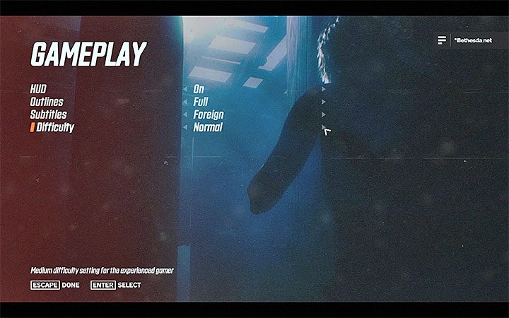 The difficulty level can be changed in the options menu - under the Gameplay tab - The choice of sisters and levels of difficulty in Wolfenstein Youngblood - Main story - Wolfenstein Youngblood Guide