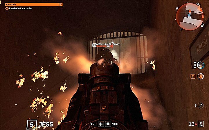 This sort of Supersoldaten uses the Dieselkraftwerk weapon, i - Supersoldaten | Bosses in Wolfenstein Youngblood - Bosses and mini-bosses - Wolfenstein Youngblood Guide