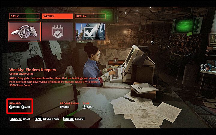 Another method is to complete daily and weekly challenges - How to get silver coins in Wolfenstein Youngblood? - FAQ - Frequently Asked Questions - Wolfenstein Youngblood Guide