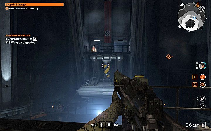 The elevator was unlocked on the outskirts of the same location - Zeppelin Sabotage | Wolfenstein Youngblood Walkthrough - Side missions - Wolfenstein Youngblood Guide