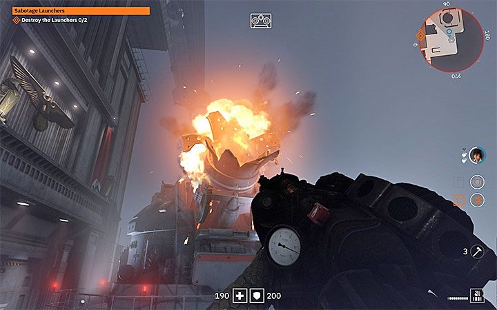 You cannot destroy a launcher by simply shooting at it, even if you use heavy weapons - Sabotage Launchers | Wolfenstein Youngblood Walkthrough - Side missions - Wolfenstein Youngblood Guide